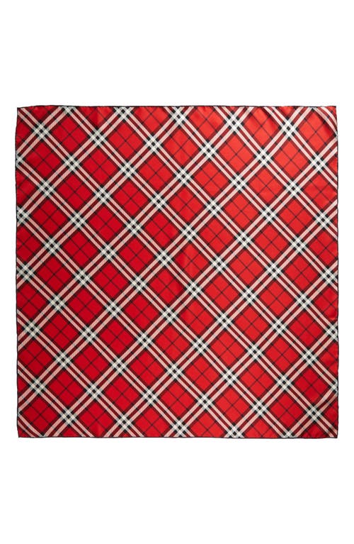 Shop Burberry Medium Check Square Silk Scarf In Scarlett