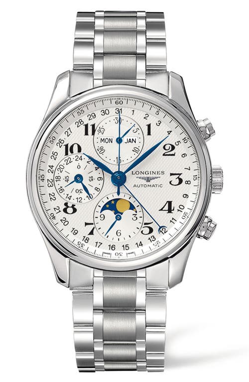 Longines Master Automatic Chronograph Bracelet Watch, 40mm in Silver at Nordstrom