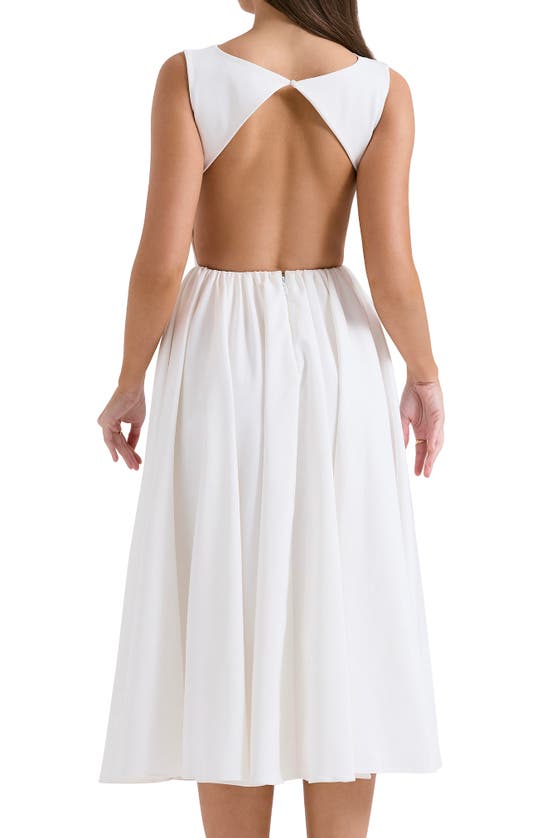 House Of Cb Cindy Sleeveless Twill Midi Cocktail Dress In White