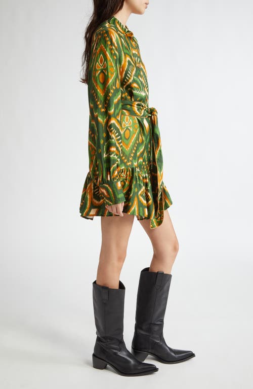 Shop Farm Rio Pineapple Ikat Long Sleeve Shirtdress In Jujus Garden Black