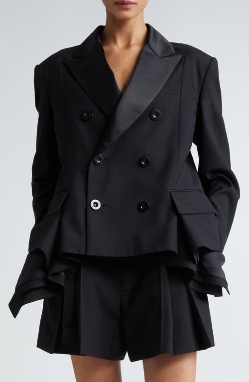 Sacai Double Breasted Tuxedo Jacket in Black at Nordstrom, Size 2