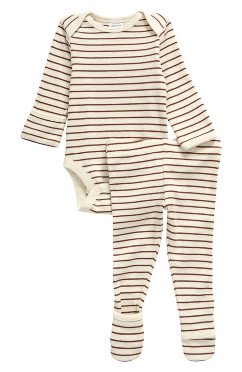 NORDSTROM NORDSTROM STRIPE BODYSUIT & CONVERTIBLE FOOTED PANTS SET 