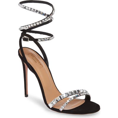 Aquazzura So Vera Ankle Wrap Sandal, Black