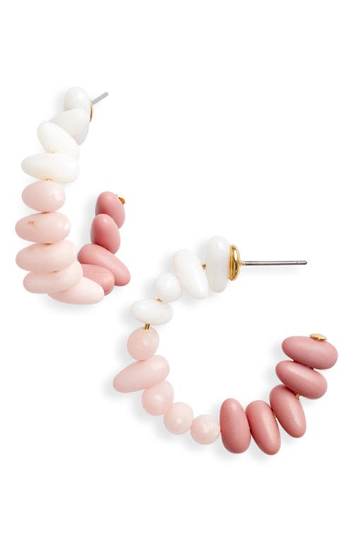 Lele Sadoughi Candy Beaded Medium Hoop Earrings in Shell Pink