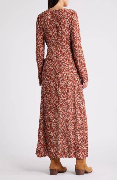 Shop Treasure & Bond Floral Long Sleeve Maxi Dress In Rust- Red George Floral