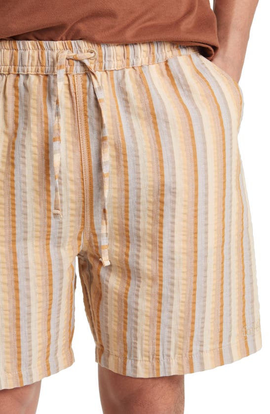 Shop Forét Otter Organic Cotton Seersucker Shorts In Rubber Stripe