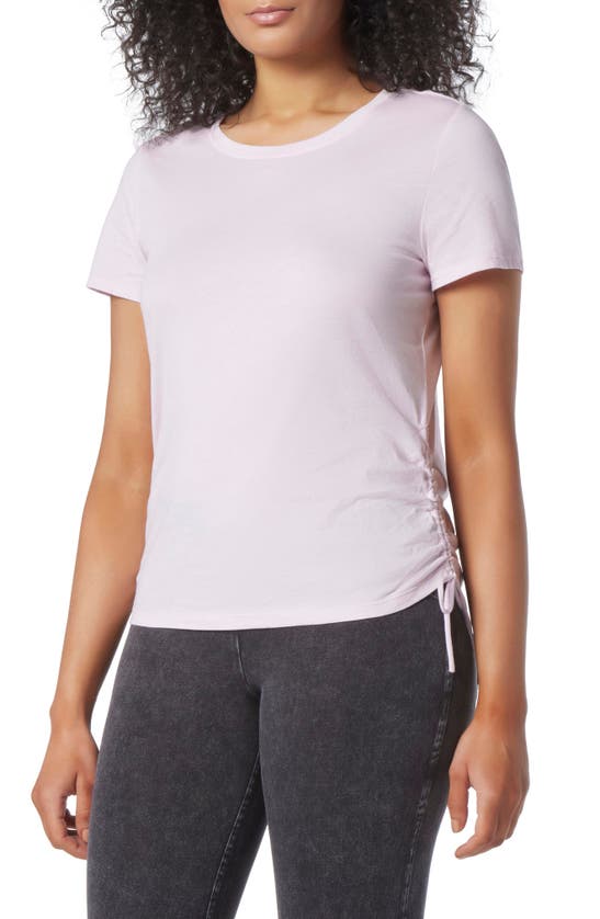 Andrew Marc Cinched Side Cotton T-shirt In Baby Pink