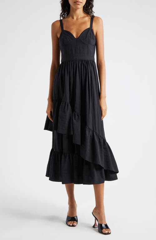 Cinq à Sept Amy Ruffle Asymmetric Dress Black at Nordstrom,