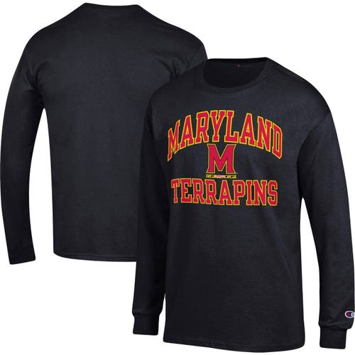 Men's Champion Black Maryland Terrapins High Motor Long Sleeve T-Shirt