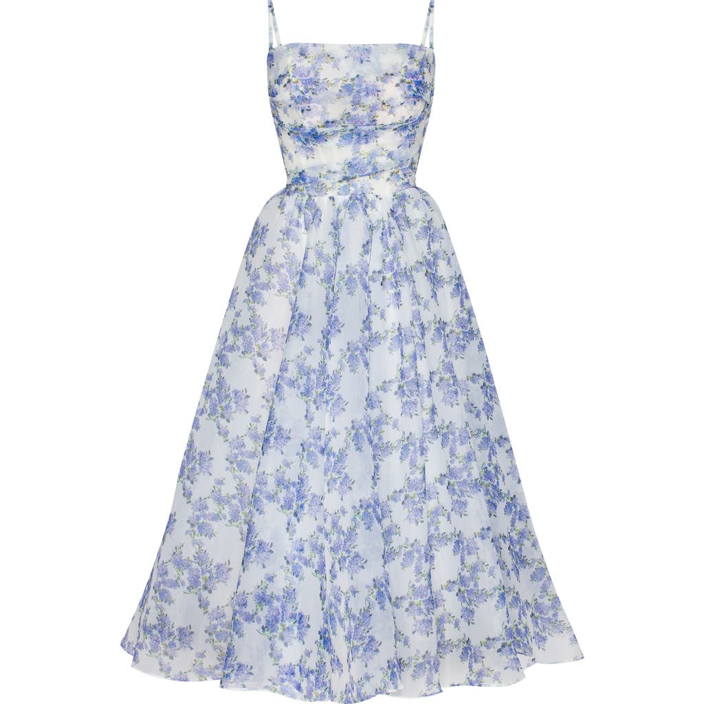 Shop Milla Spaghetti Strap Midi Dress With A Floral Print In Blue Hydrangea