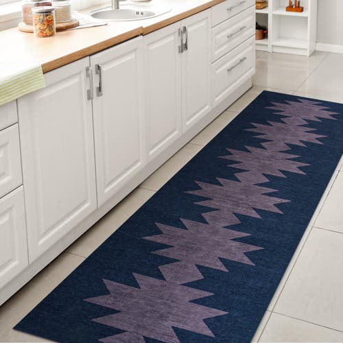 Shop Jonathan Y Chayton Minimalist Geometric Machine-washable Area Rug In Navy/purple