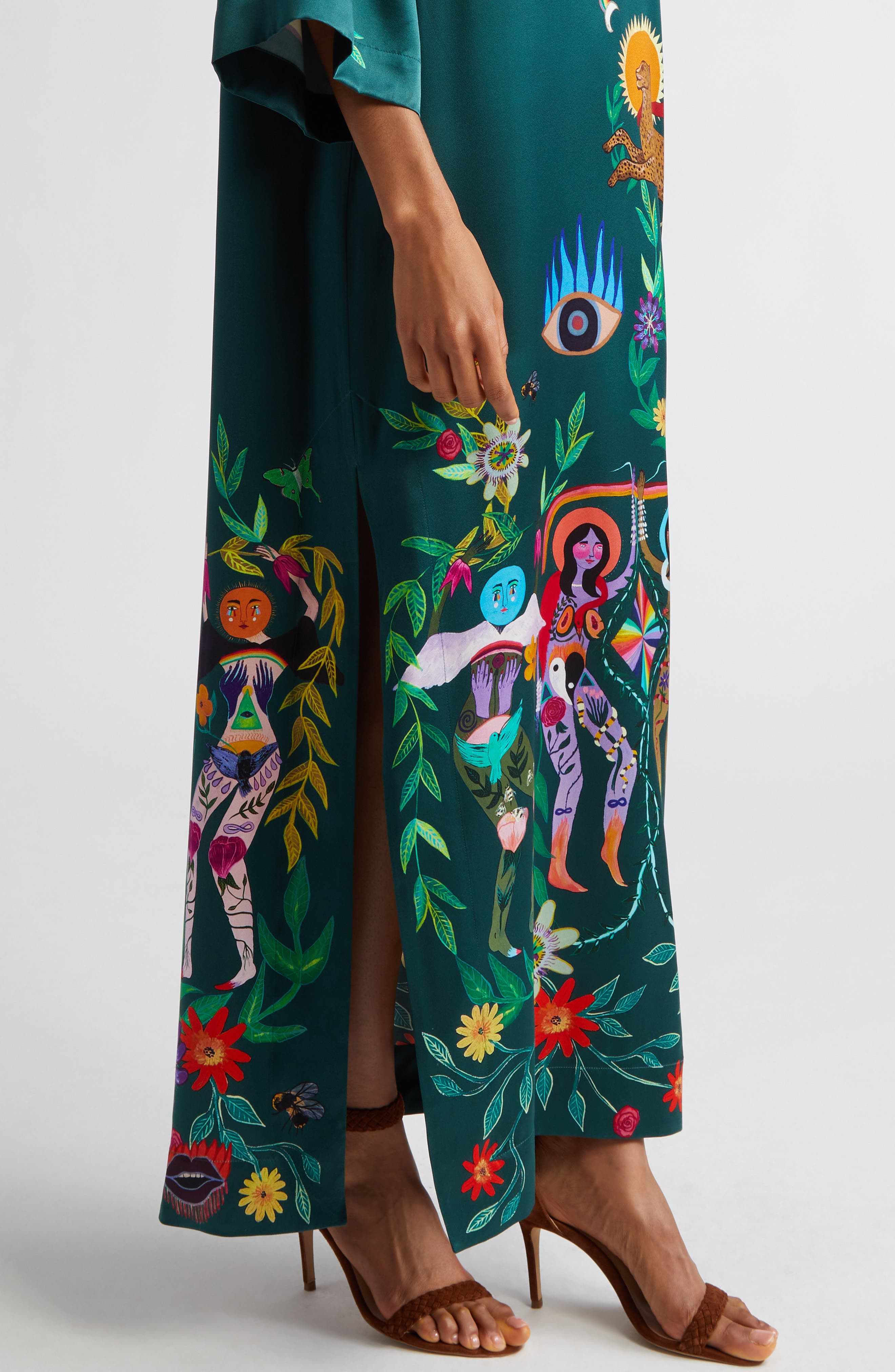 ALEMAIS Agatha graphic-print silk midi dress | Smart Closet