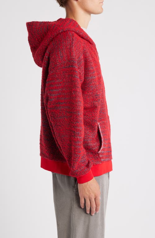 Shop Krost Bouclé Zip-up Hoodie In Fiery Red