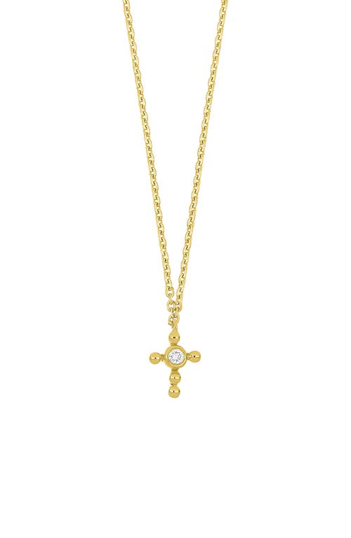 Bony Levy Kids' 18K Gold Single Diamond Cross Pendant Necklace in 18K Yellow Gold at Nordstrom, Size 15