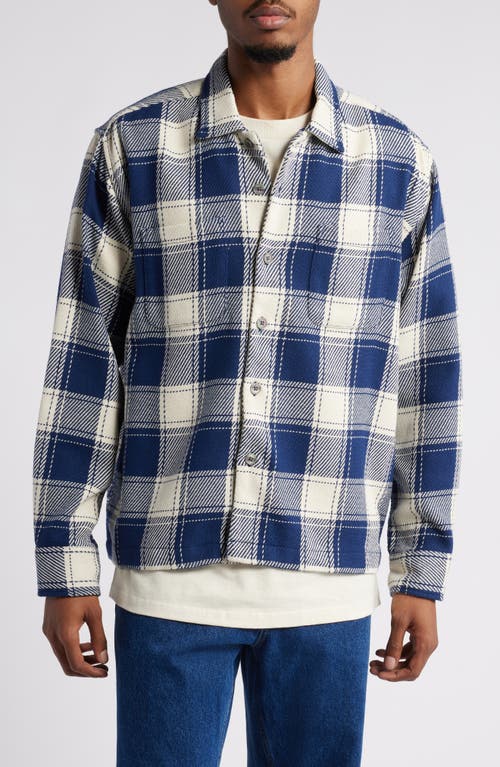 Shop Obey Echos Check Button-up Overshirt In Academy Navy Multi