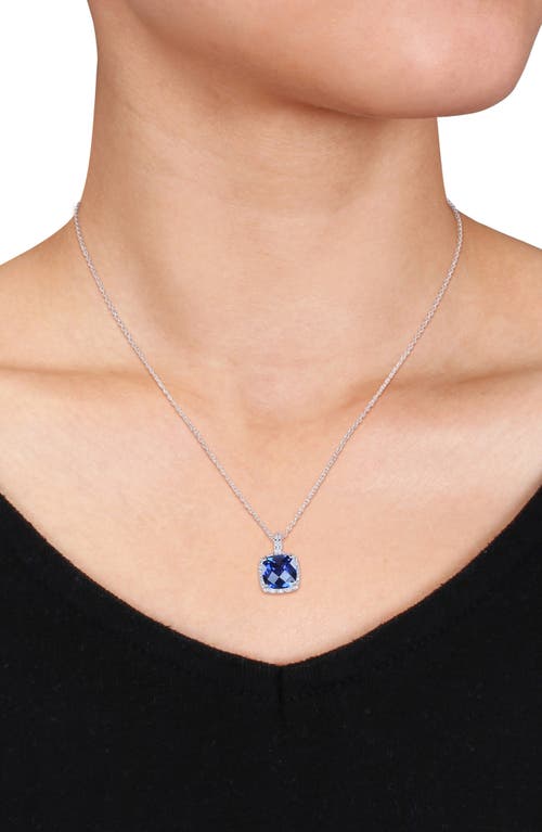 Delmar Lab-grown Blue Sapphire & Diamond Drop Earrings & Necklace Set In Blue