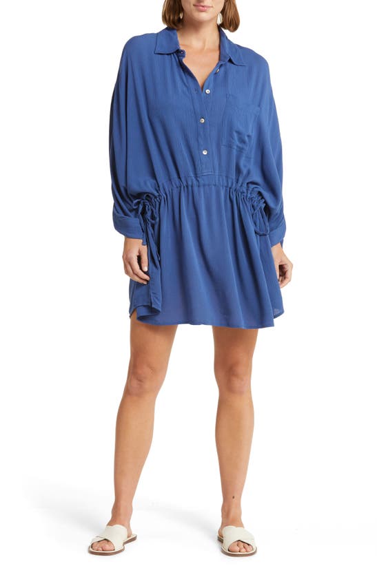 Elan Long Sleeve Cover-up Tunic In Royal