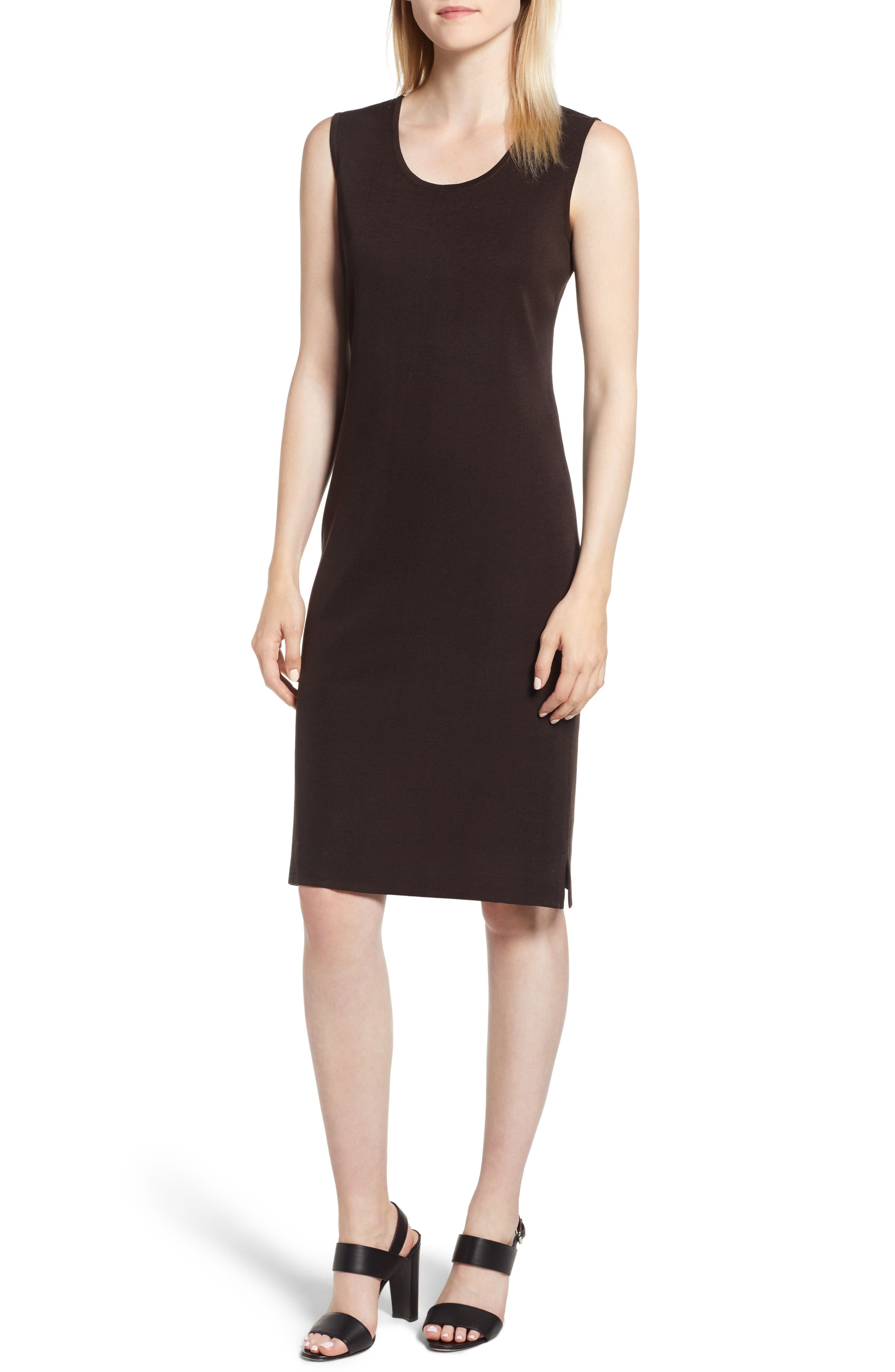 Ming Wang Knit Sheath Dress, Brown