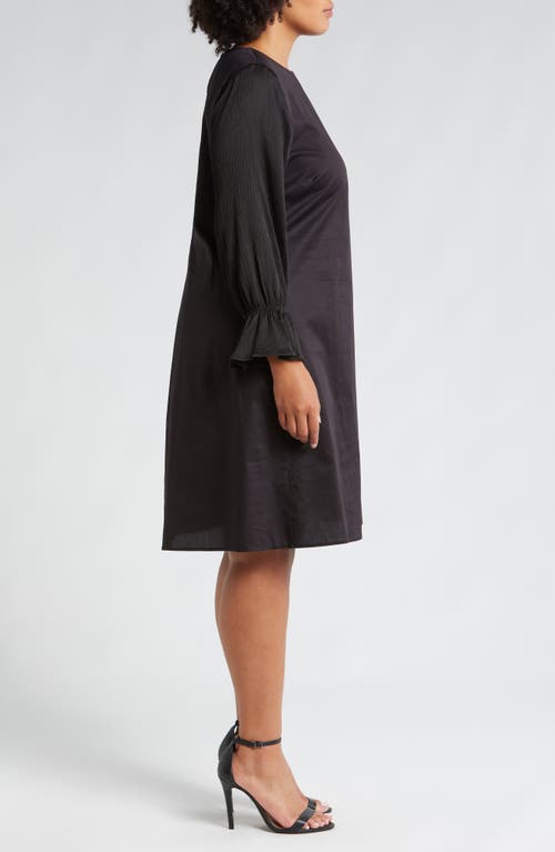 Shop Harshman Thaila Long Sleeve A-line Dress In Black