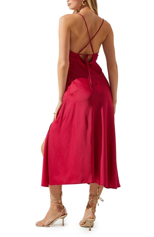 Shop Astr The Label Gaia Cowl Neck Satin Dress In Red