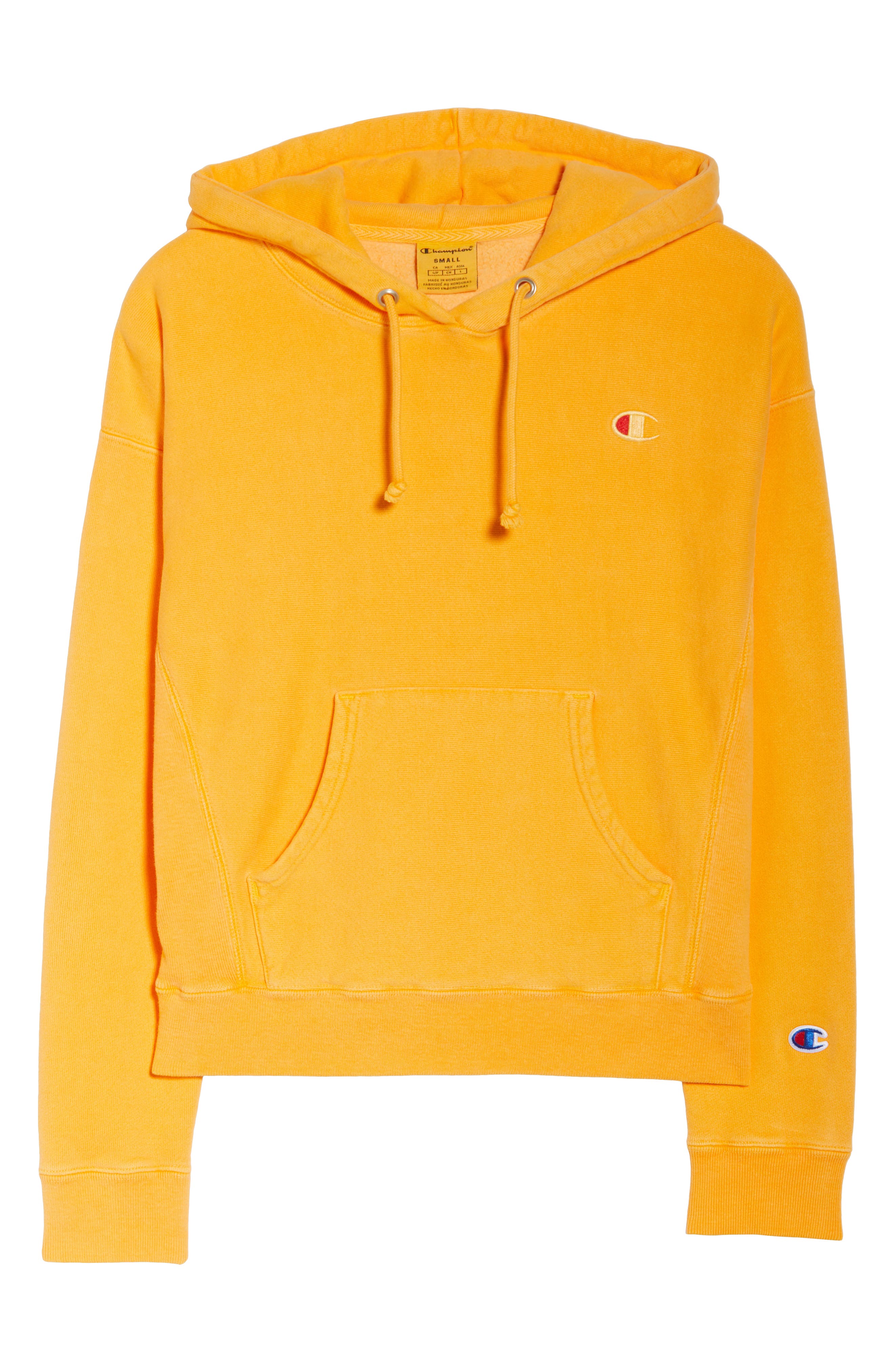 champion yellow reverse weave hoodie