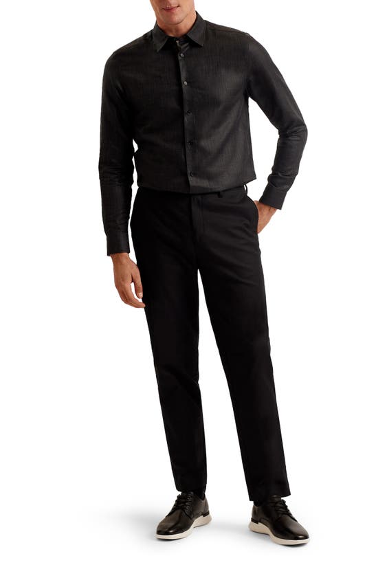 Shop Ted Baker Romeo Regular Fit Linen & Cotton Button-up Shirt In Black