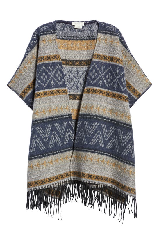 Treasure & Bond Pattern Fringe Ruana In Black Combo