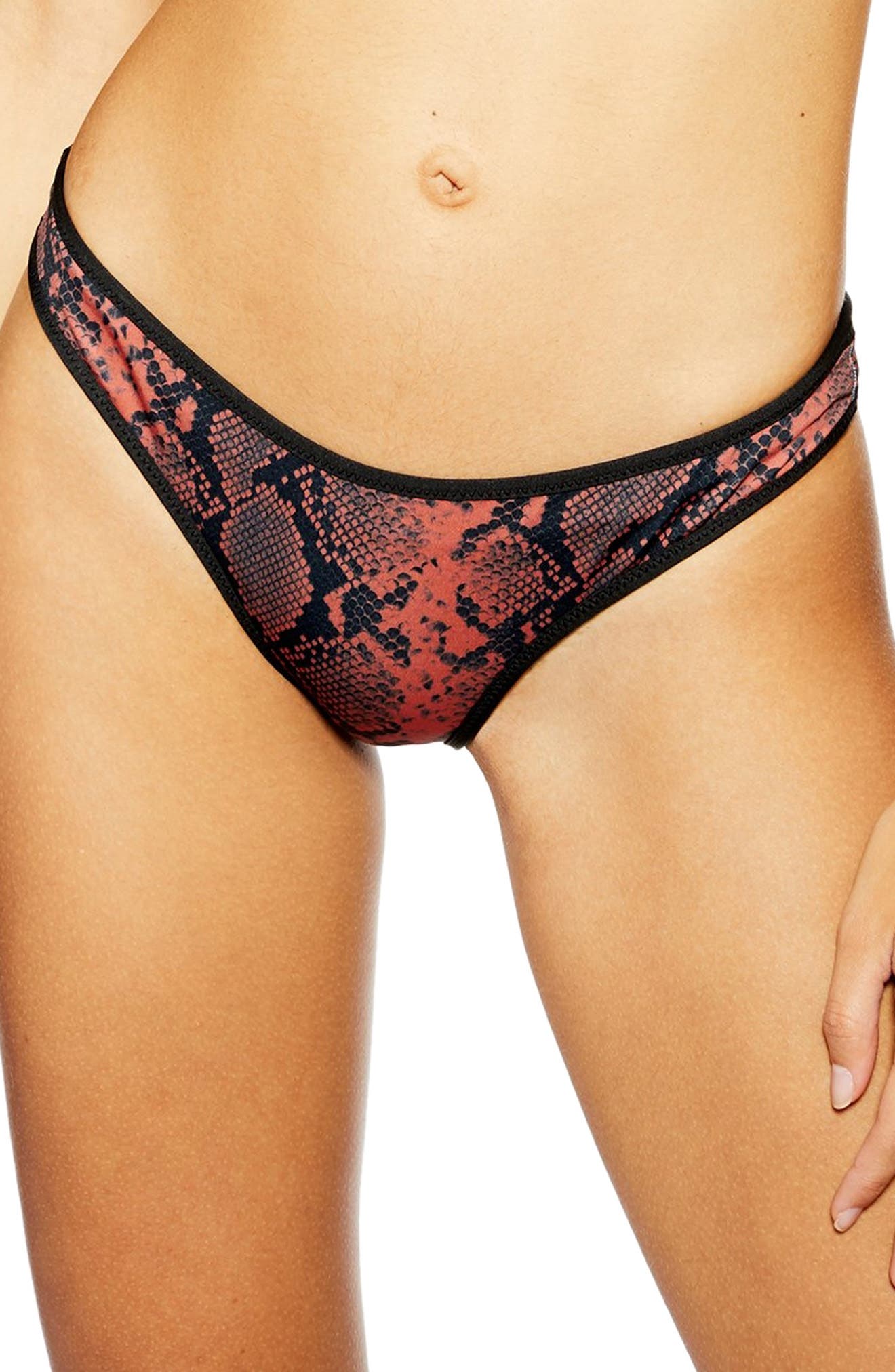 Topshop Snake Print Bikini Bottoms, US (fits like 2-4) - Metallic
