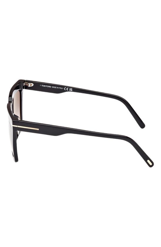 Shop Tom Ford Eden 56mm Gradient Geometric Sunglasses In Shiny Black / Smoke Pink