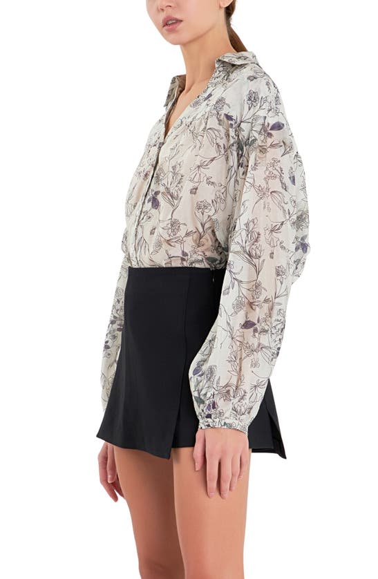 English Factory Abstract Floral Shirt In Ivory Multi