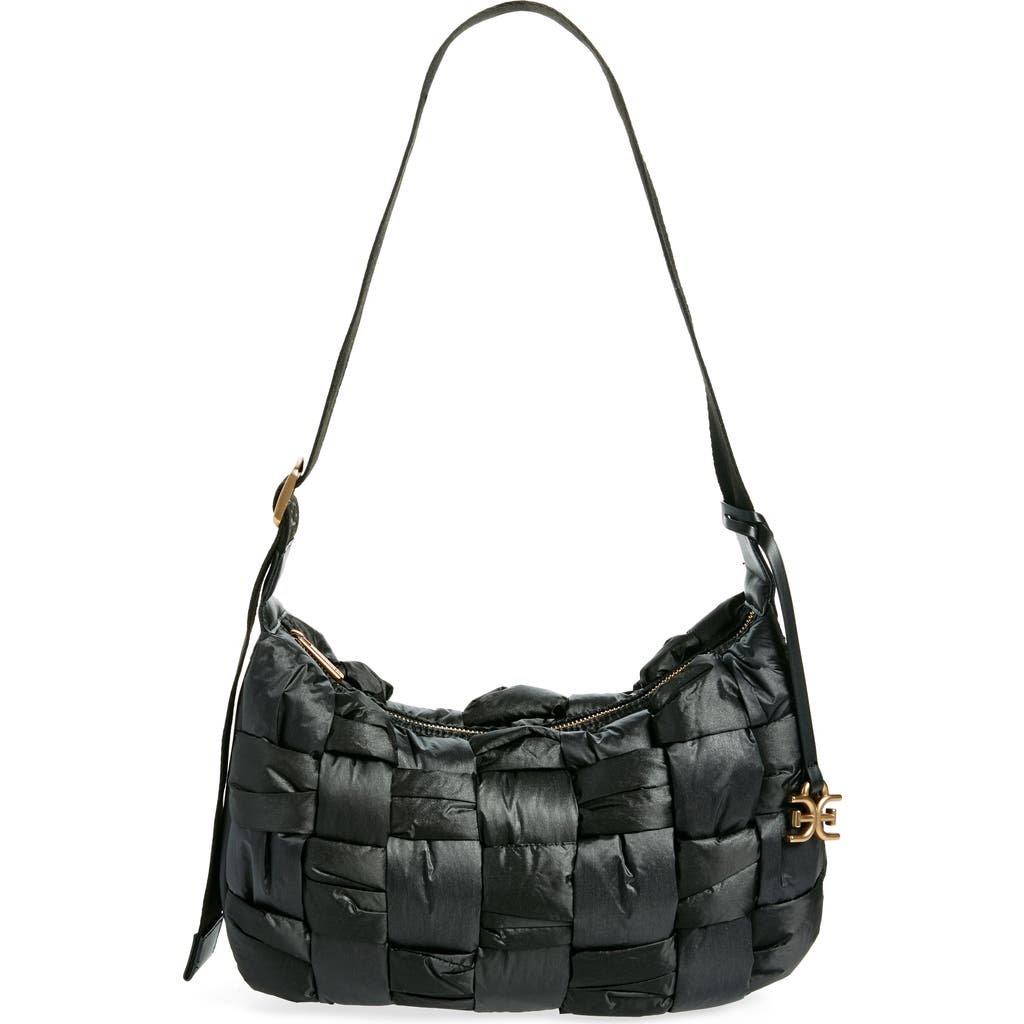 Sam Edelman Elcie Woven Hobo Bag In Black