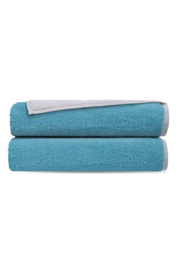 Brooks Brothers Double Face 2-piece Turkish Cotton Bath Towels In White Seaglass