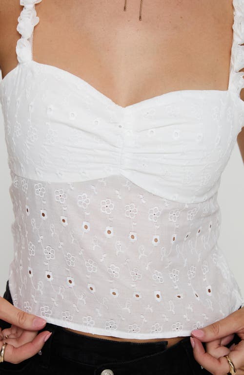 Princess Polly Franca Eyelet Rosette Strap Tank In White