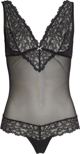 b.tempt'd by Wacoal Women's b.charming Bodysuit, Blackened Pearl, Small at   Women's Clothing store