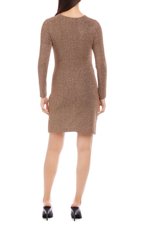 Karen Kane Long Sleeve Shirred Metallic Dress In Copper In Copper