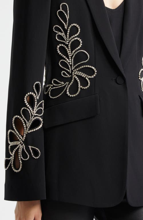 Shop Cinq À Sept Cheyenne Rhinestone Paisley One-button Blazer In Black