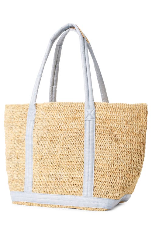 Mz Wallace Medium Raffia Tote In Raffia/chambray