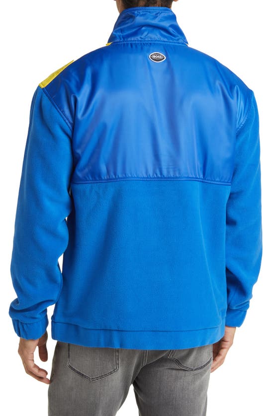 Shop Hugo Boss X Nfl Fumble Mixed Media Quarter Zip Pullover In Los Angeles Rams Bright Blue