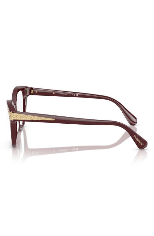 Swarovski 54mm Cat Eye Optical Glasses In Burgundy