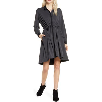 French Connection Ren Contrast Detail Long Sleeve Dress, Black