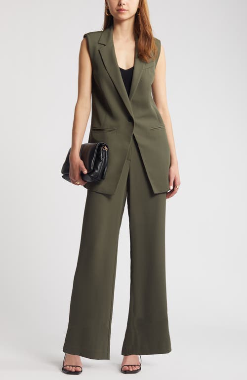 Open Edit Tailored Long Vest In Green City