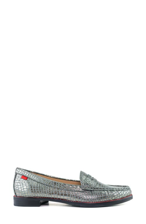 Shop Marc Joseph New York East Village Penny Loafer In Metallic Pewter Gator