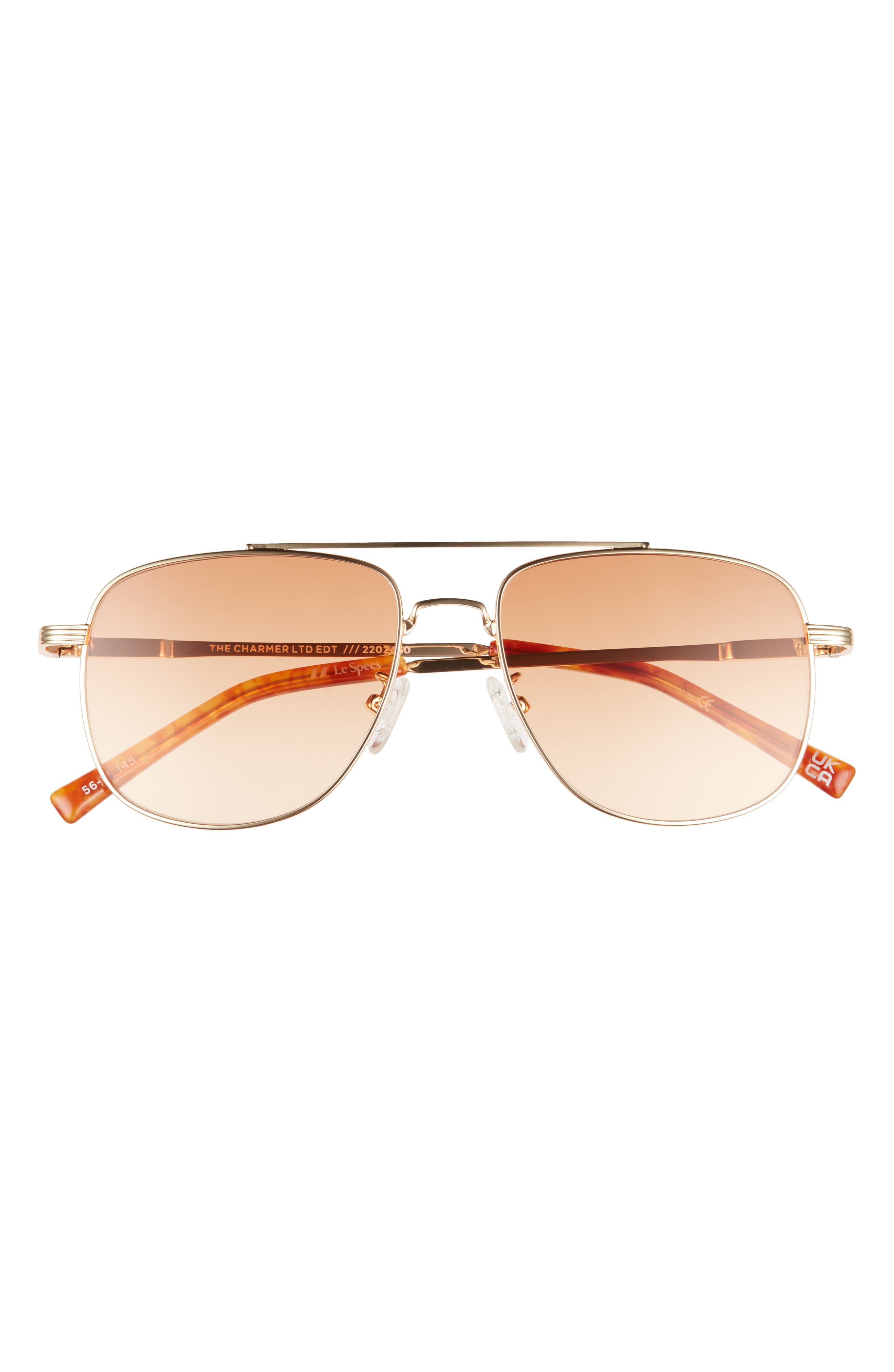 Le Specs The Charmer 56mm Aviator Sunglasses in Bright Gold/Amber Grad at Nordstrom