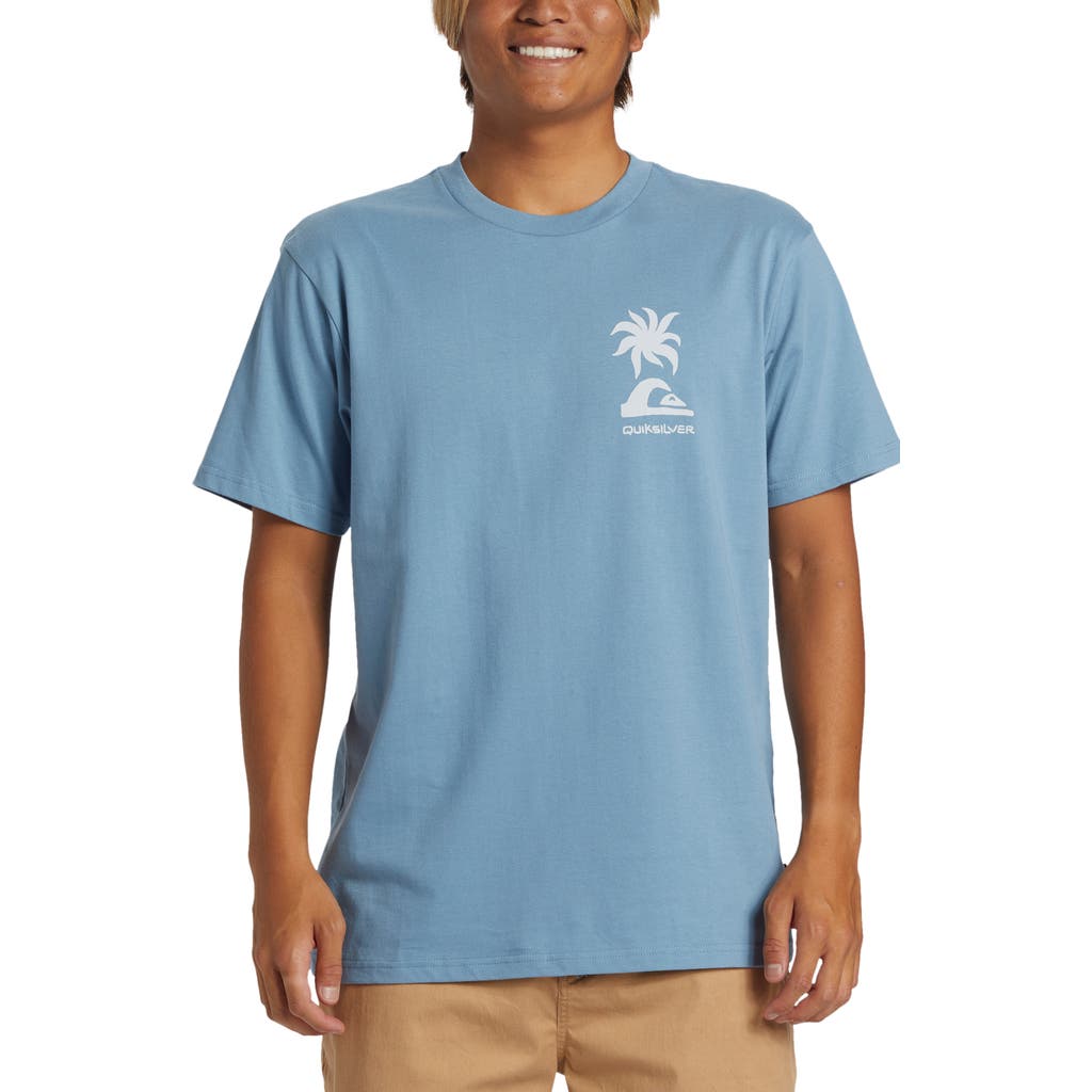 Quiksilver Tropical Breeze Organic Cotton Graphic T-Shirt in Blue Shadow 
