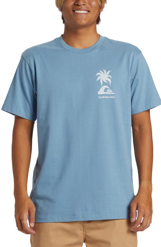 Quiksilver Tropical Breeze Organic Cotton Graphic T-shirt In Blue Shadow