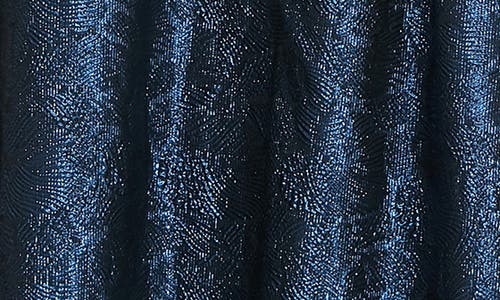 Alex Evenings Metallic Jacquard Portrait Collar Cocktail Midi Dress In Royal