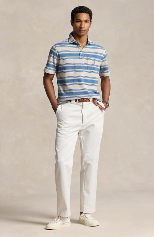 Shop Polo Ralph Lauren Stripe Pocket Piqué Knit Polo In Patina Stripe