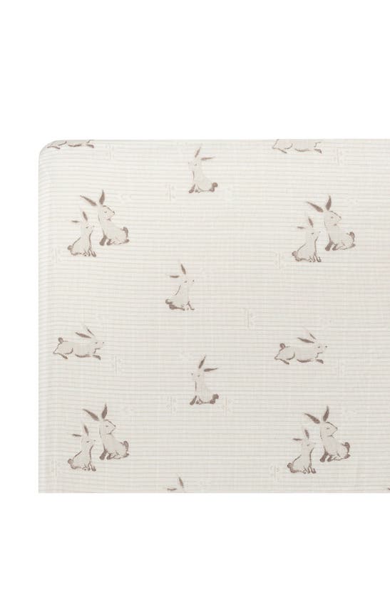 Crane Baby Avery Print Organic Cotton Muslin Fitted Crib Sheet In Bunny