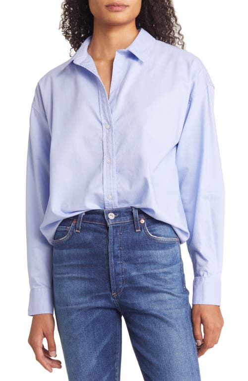 beachlunchlounge Women's Cotton Button-Up Shirt in Blue