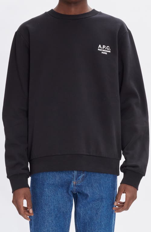 Shop Apc A.p.c. Rue Madame Embroidered Stretch Cotton Sweatshirt In Noir/blanc